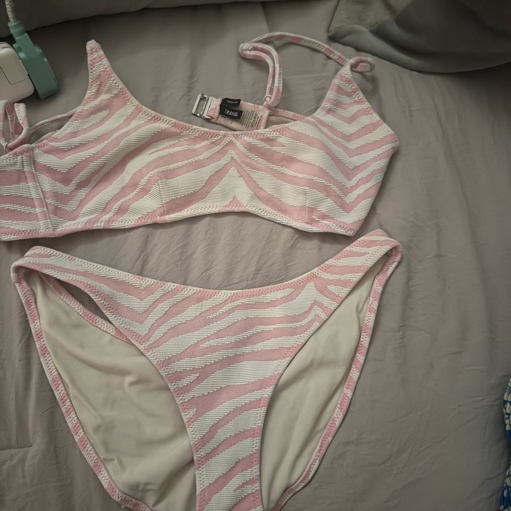 Triangl Pink and White Zebra Bikini Set